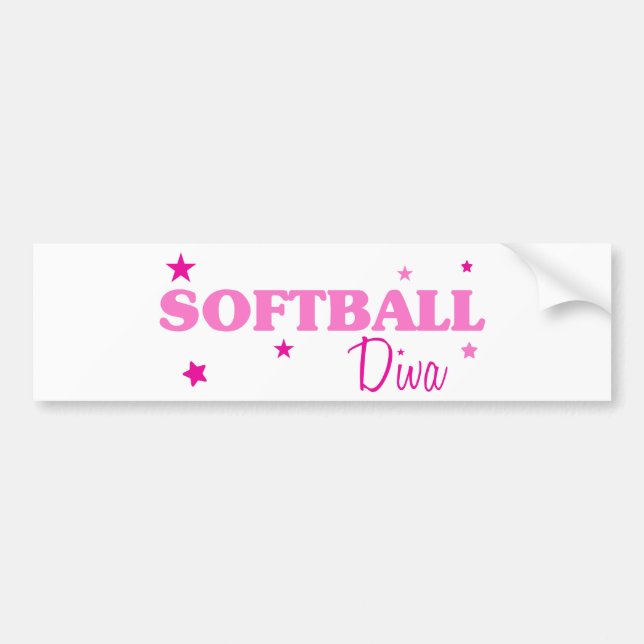 Autocollant De Voiture Softball Diva (Devant)