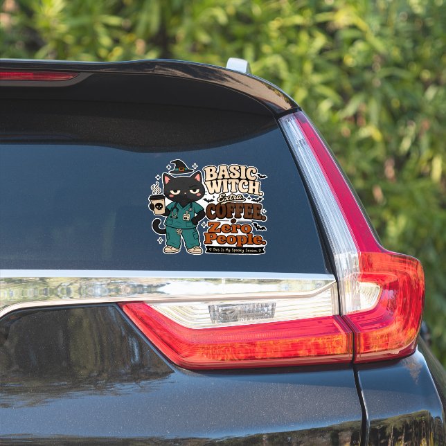 Autocollant de voiture sorcière basique café suppl (Côté voiture)