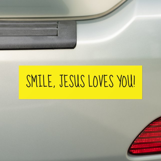 Autocollant De Voiture Souriez, Jésus Vous Aime Jaune Joyeux Soleil (En voiture)