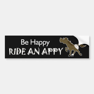 Autocollant De Voiture Soyez Happy Ride Un Appaloosa Appy (Noir) Sticker