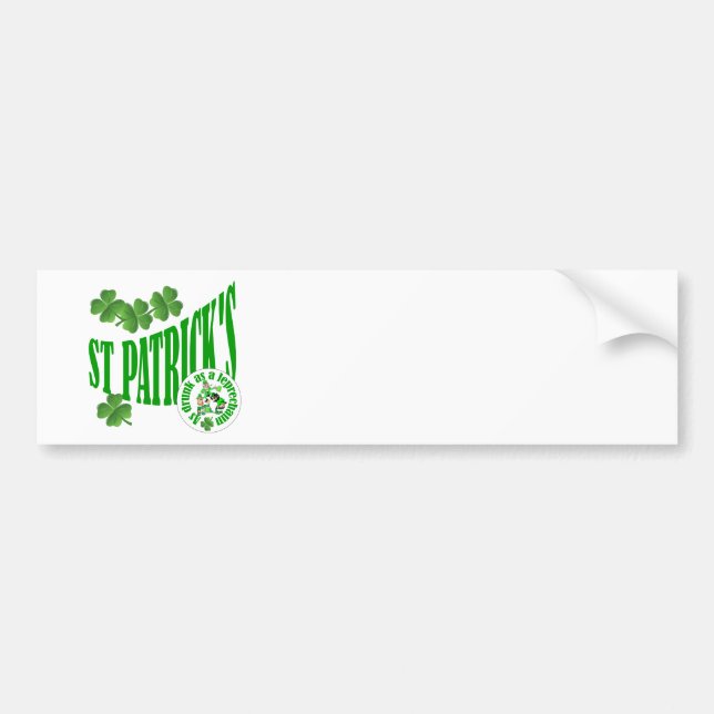 Autocollant De Voiture St Patrick's, as drunk as a leprechun (Devant)