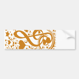 Autocollant De Voiture Stars, Hears et The Music Notes, Gold_