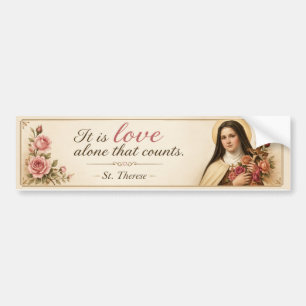 Autocollant De Voiture Ste Thérèse C'est l'amour seul qui compte Floral