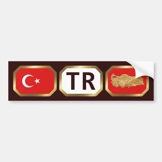 Autocollant De Voiture Stick pare-chocs Turquie Carte du drapeau (Devant)