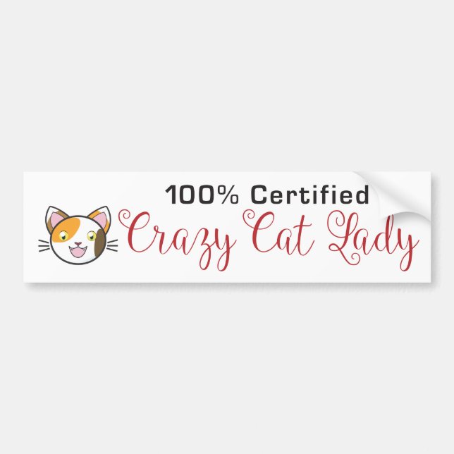 Autocollant De Voiture Sticker Cat Lady Bumper 100 % Certifié Crazy Cat (Devant)