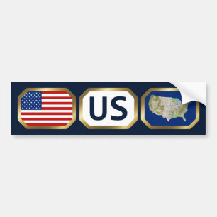 Autocollant De Voiture Sticker de pare-chocs USA Flag Map