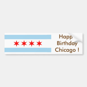 Autocollant De Voiture Sticker Drapeau de Chicago, Joyeux anniversaire U.