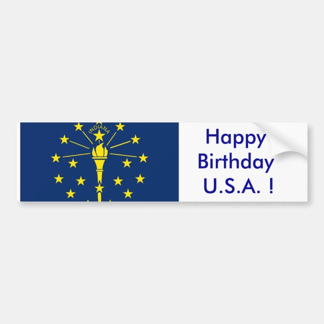 Autocollant De Voiture Sticker Drapeau de l'Indiana, Joyeux anniversaire  (Devant)