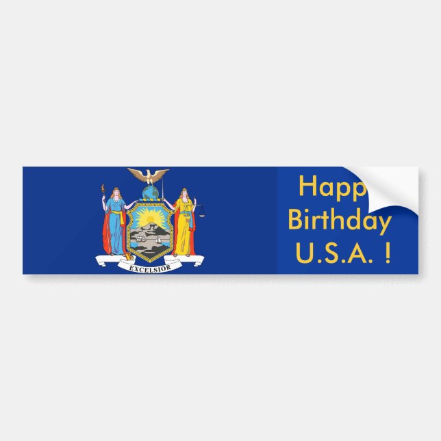 Autocollant De Voiture Sticker Drapeau de New York, Joyeux anniversaire U (Devant)