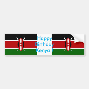 Autocollant De Voiture Sticker Drapeau du Kenya, Joyeux Anniversaire du K