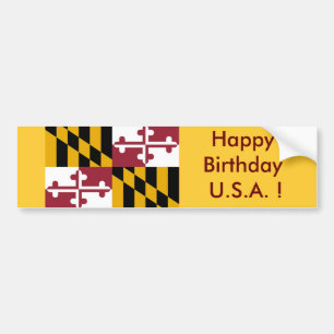Autocollant De Voiture Sticker Drapeau du Maryland, Joyeux Anniversaire U