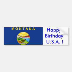 Autocollant De Voiture Sticker Drapeau du Montana, Joyeux anniversaire U.