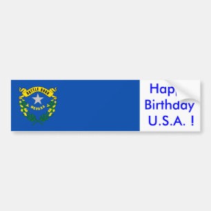 Autocollant De Voiture Sticker Drapeau du Nevada, Joyeux anniversaire U.S