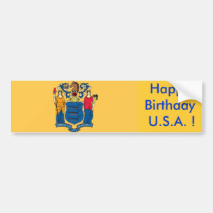 Autocollant De Voiture Sticker Drapeau du New Jersey, Joyeux Anniversaire