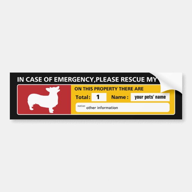 Autocollant De Voiture Sticker d'urgence (corgi de soudure) (Devant)