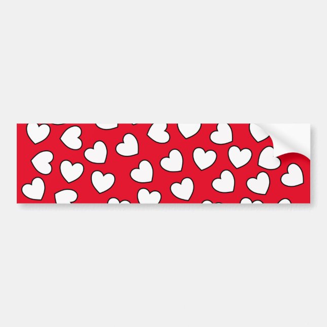 Autocollant De Voiture Sticker pare-chocs Coeurs blancs rouges (Devant)
