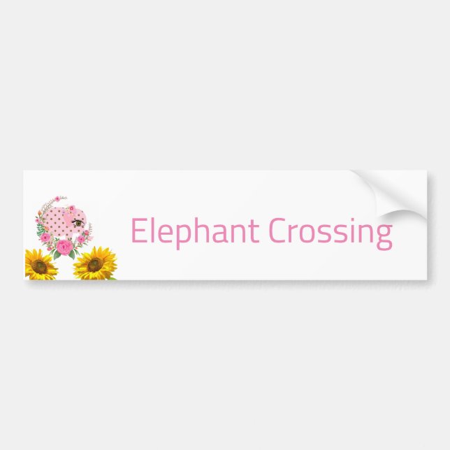 Autocollant De Voiture Sticker pare-chocs Floral rose Elephant (Devant)