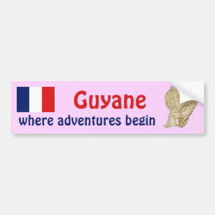 Autocollant De Voiture Sticker pare-chocs Guyane Drapeau et carte