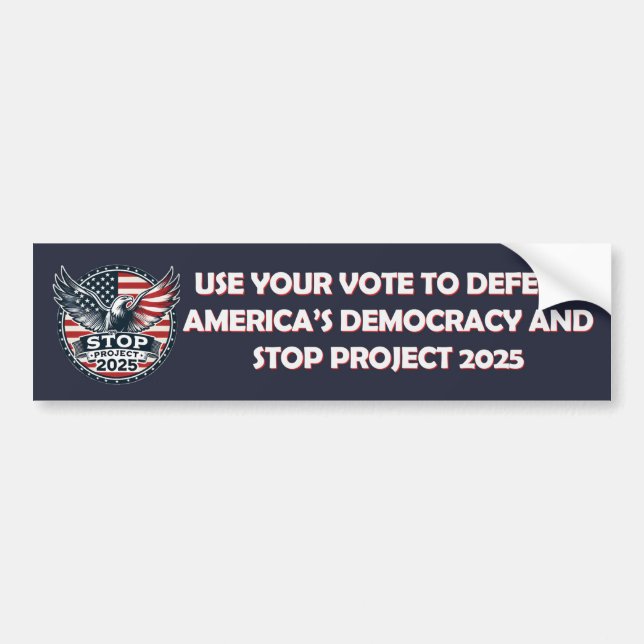 Autocollant De Voiture Stop Project 2025 Vote Blue Bumper Sticker (Devant)