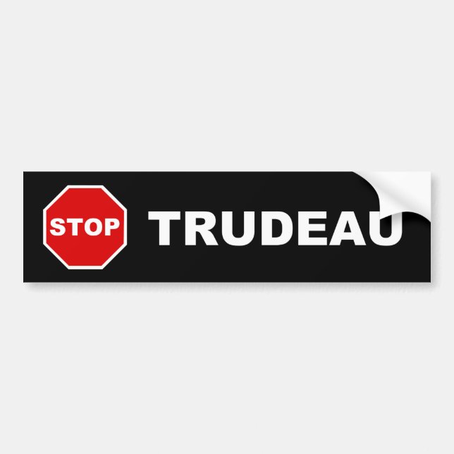 Autocollant De Voiture Stop Trudeau Bumpersticker (Noir) (Devant)