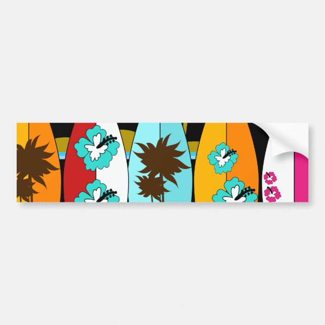 Autocollant De Voiture Surfboards Beach Bum Surf Surfer Hippie Vans (Devant)