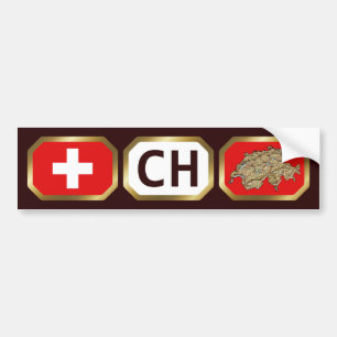 Autocollant De Voiture Switzerland Flag Map Code Bumper Sticker