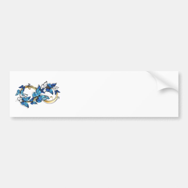 Autocollant De Voiture Symbole Infini de Papillons Morpho Bleus (Devant)