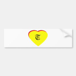 Autocollant De Voiture "T" Coeur Jaune Rouge Faire-part de mariage Le MUS