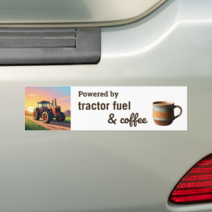 Autocollant De Voiture Tasse à café "Alimenté au carburant de tracteur" H