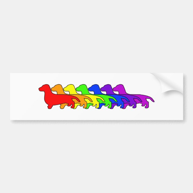 Autocollant De Voiture Teckel d'arc-en-ciel (Devant)