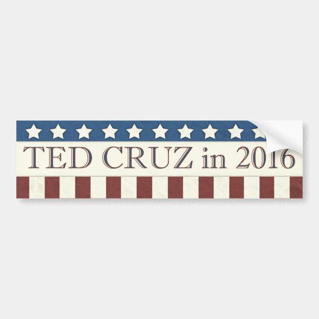 Autocollant De Voiture Ted Cruz Président 2016 Stars Stripes (Devant)