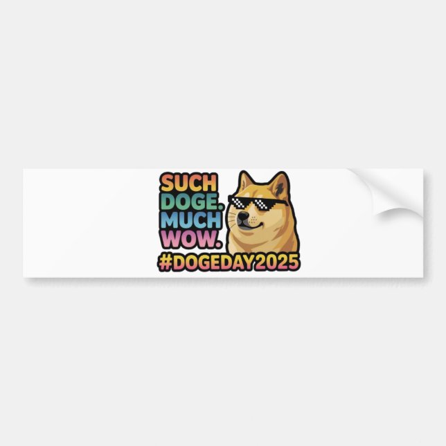 Autocollant De Voiture Telle Doge Beaucoup Wow Bumper Sticker-Funny Doge  (Devant)