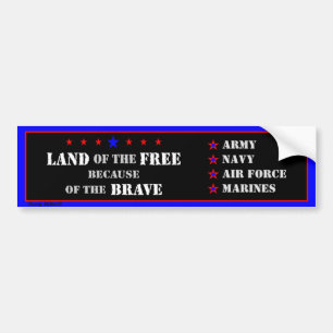 Autocollant De Voiture Terre De La Liberté À Cause Du Courageux
