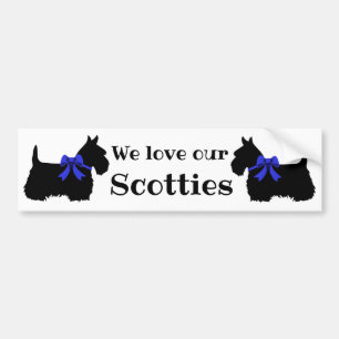 Autocollant De Voiture Térrier Écossais, Nous aimons nos Scotties/nœud bl