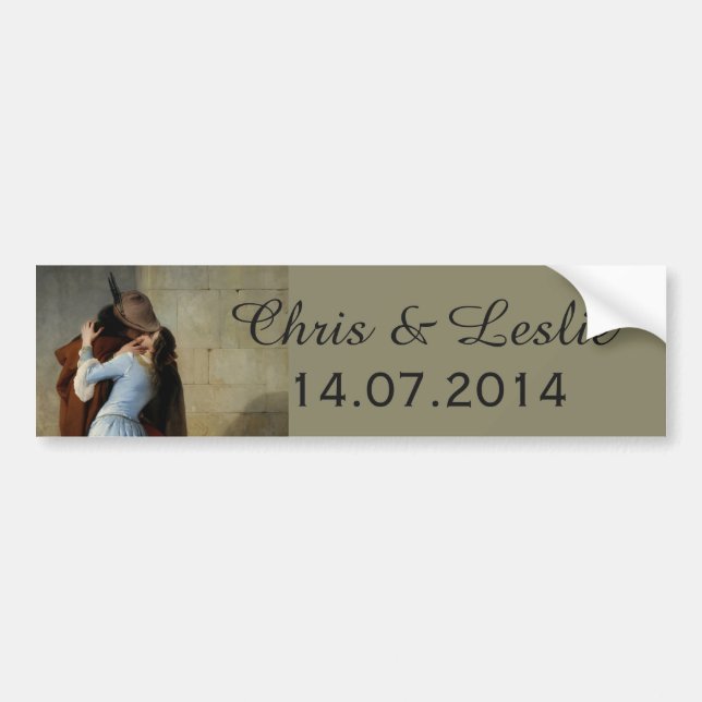 Autocollant De Voiture The Kiss / Il Bacio custom text bumpersticker (Devant)