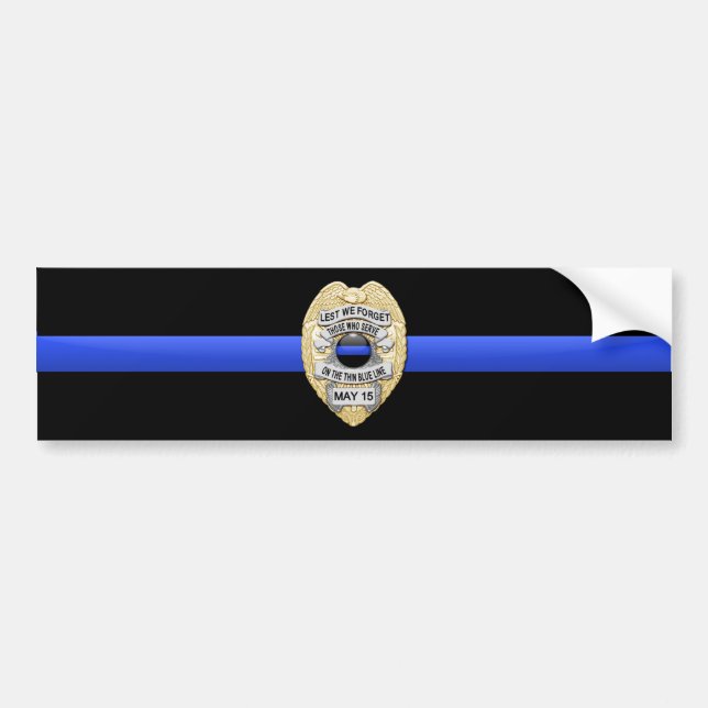 Autocollant De Voiture Thin Blue Line Flag & Badge (Devant)