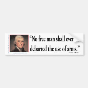 Autocollant De Voiture Thomas Jefferson sur le droit aux armes