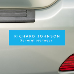 Autocollant De Voiture Titre de nom de bureau moderne bleu blanc professi