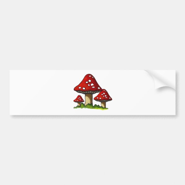 Autocollant De Voiture Toadtstools rouge, champignon : Art à main levée (Devant)