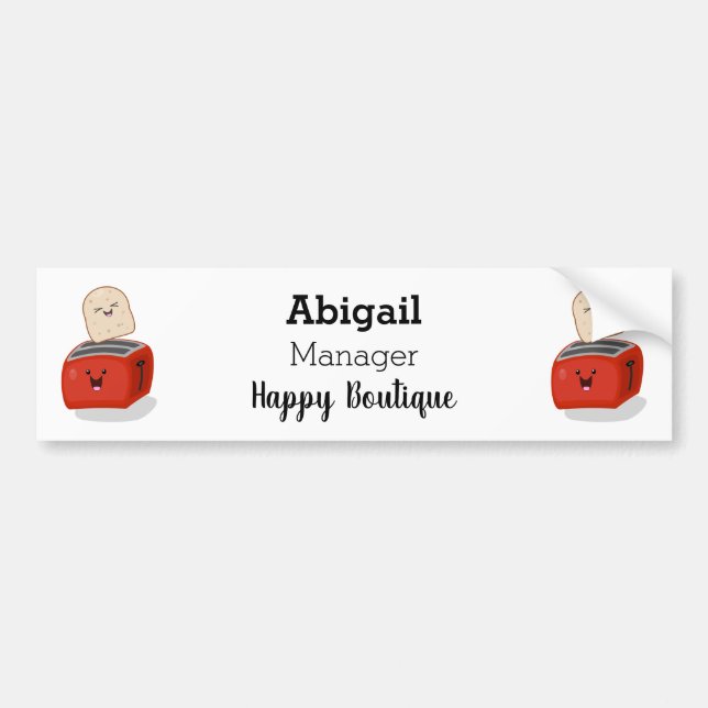 Autocollant De Voiture Toast de Cute kawaii et dessin animé de grille-pai (Devant)