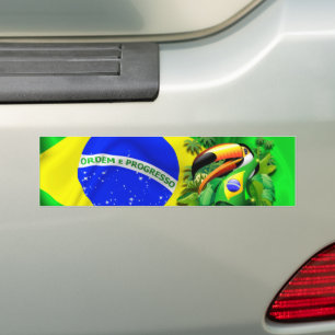 Autocollant De Voiture Toco Toucan avec drapeau brésilien