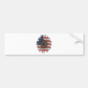 Autocollant De Voiture Tournesol Rétro 4 Juillet USA