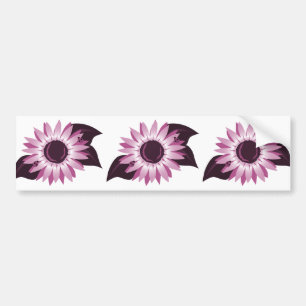 Autocollant De Voiture Tournesol rose avec des coccinelles