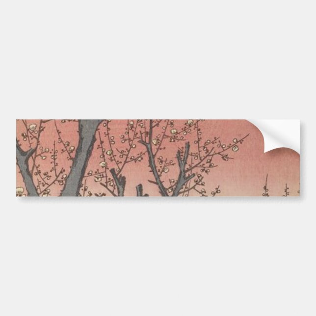 Autocollant De Voiture Tree Blossoms Plum Garden Woodblock japonais (Devant)