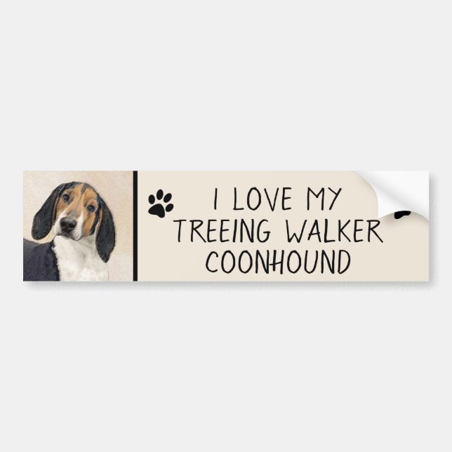 Autocollant De Voiture Treeing Walker Coonhound Peinture - Art original (Devant)