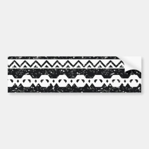 Autocollant De Voiture Tribal Aztec Black Glitter White Geometric Shapes