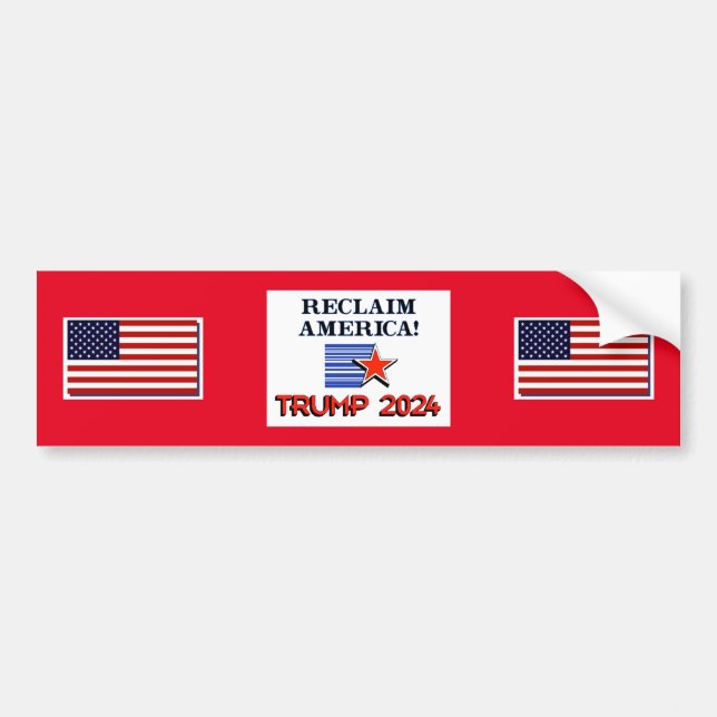 Autocollant De Voiture Trump 2024 Reclaim America Bumper Sticker (Devant)