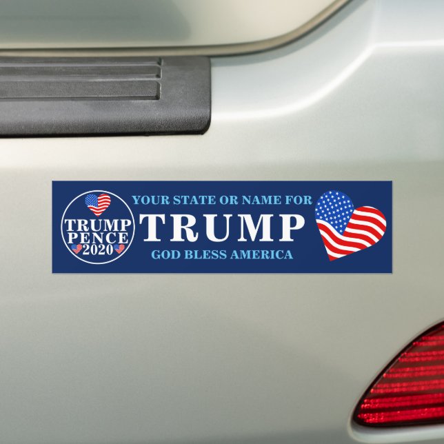 Autocollant De Voiture Trump Pence 2020 Coeurs USA Dieu bénisse l'Amériqu (En voiture)