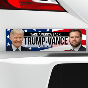 Autocollant De Voiture Trump Vance 2024 Reprendre l'Amérique Citation Pho