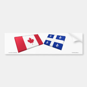 Autocollant De Voiture Tuiles de drapeau du Canada et du Québec